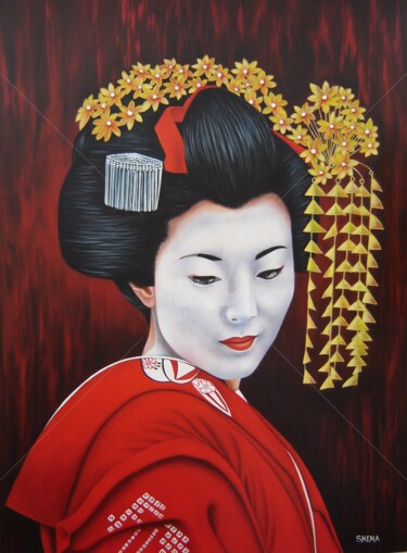绘画 标题为“Geisha” 由Shena Ajuelos, 原创艺术品