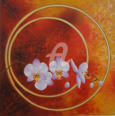 Peinture intitulée ""Fleur d'orchidée"" par Shena Ajuelos, Œuvre d'art originale, Huile