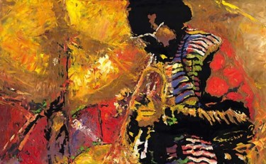 Schilderij getiteld "Jazz MIles Davis ye…" door Yuriy Shevchuk, Origineel Kunstwerk, Olie