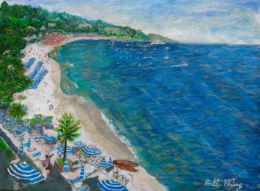 Pintura intitulada "french beach vacati…" por Ma Chung Chung, Obras de arte originais, Acrílico