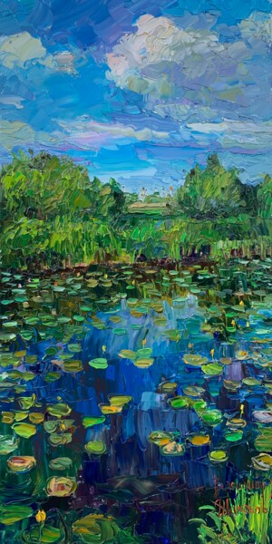 Картина под названием "«На реке Ишне в Рос…" - Василий Шиханов, Подлинное произведение искусства, Масло