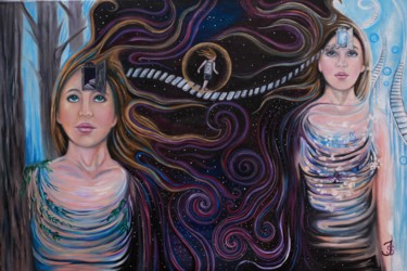 Schilderij getiteld "Quantum Jump" door Jessica Shilling, Origineel Kunstwerk, Olie