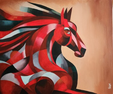 Painting titled "Crimson Majesty" by Shilpi Dabral, Original Artwork, Acrylic