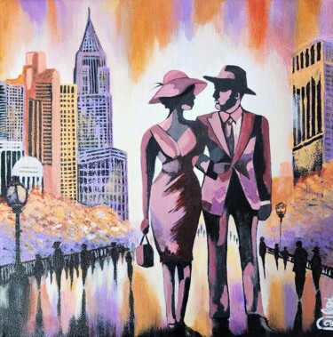 Peinture intitulée "You & Me: City of D…" par Shilpi Dabral, Œuvre d'art originale, Acrylique Monté sur Châssis en bois