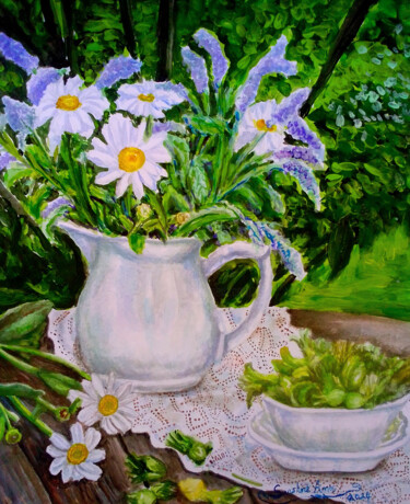 Painting titled "Pretty Flowers in a…" by Shinemarygrace, Original Artwork, Watercolor