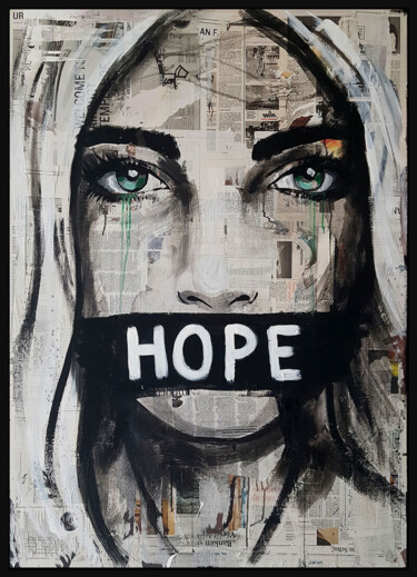 Ζωγραφική με τίτλο "HOPE" από Shirin Donia, Αυθεντικά έργα τέχνης, Ακρυλικό Τοποθετήθηκε στο Ξύλινο πάνελ