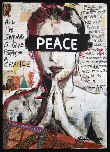 Peinture intitulée "PEACE" par Shirin Donia, Œuvre d'art originale, Acrylique Monté sur Panneau de bois