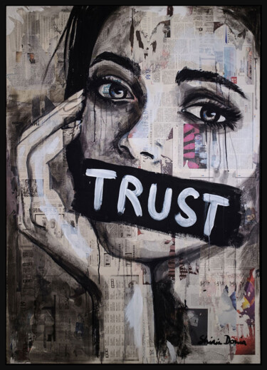 Malerei mit dem Titel "TRUST" von Shirin Donia, Original-Kunstwerk, Acryl Auf Holzplatte montiert