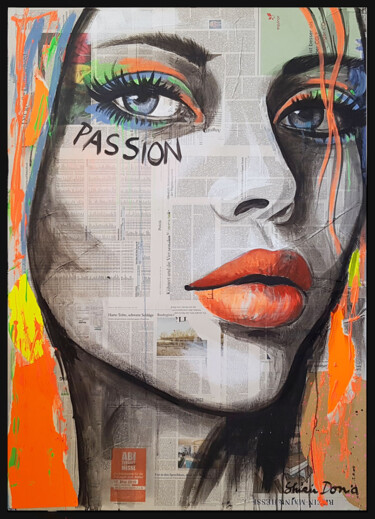 Malarstwo zatytułowany „PASSION 1” autorstwa Shirin Donia, Oryginalna praca, Akryl Zamontowany na Panel drewniany