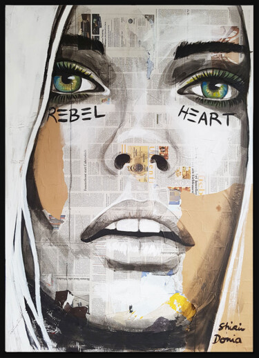Painting titled "REBEL HEART" by Shirin Donia, Original Artwork, Acrylic Mounted on Wood Panel