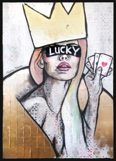 Peinture intitulée "LUCKY" par Shirin Donia, Œuvre d'art originale, Acrylique Monté sur Panneau de bois