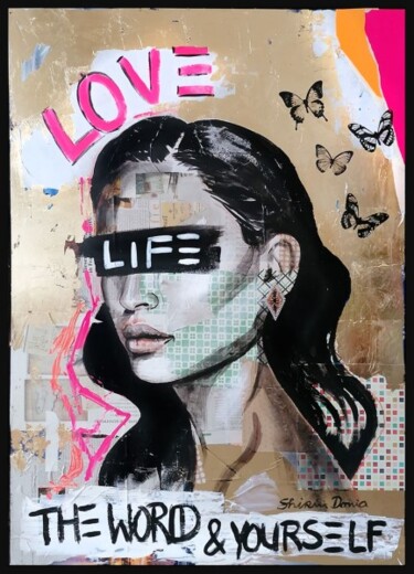 Schilderij getiteld "LOVE LIFE" door Shirin Donia, Origineel Kunstwerk, Acryl Gemonteerd op Houten paneel