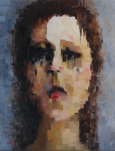 Pittura intitolato "Grieving" da Shirin Moin Vaziri, Opera d'arte originale, Olio