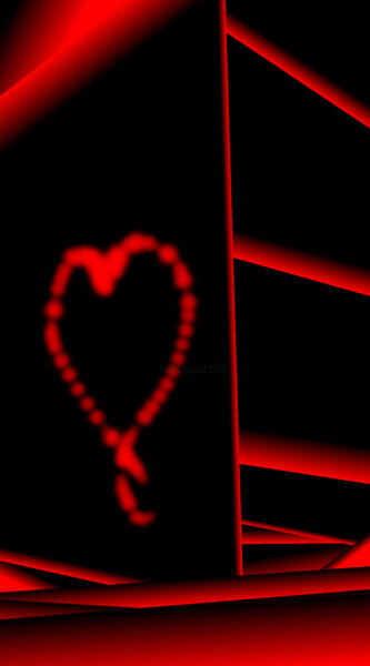 Malarstwo zatytułowany „The red heart” autorstwa Shirley Jacobsen, Oryginalna praca, Malarstwo cyfrowe