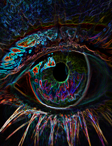 Fotografie getiteld "Neon Eye" door Shiro Lilium Art, Origineel Kunstwerk, Gemanipuleerde fotografie