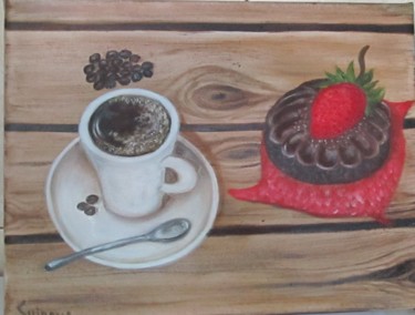 Картина под названием "Coffee with foam" - Tatiana Shirova, Подлинное произведение искусства, Масло