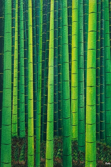 Painting titled "bamboo grove2" by So Hyon Kim, Original Artwork, Acrylic
