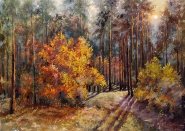 Картина под названием "Лесная полянка" - Tatiana Shmakova, Подлинное произведение искусства, Масло Установлен на Деревянная…