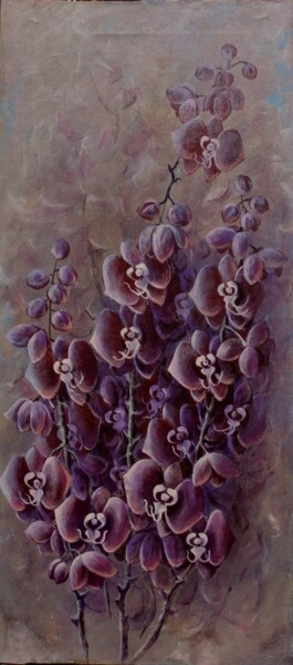 Malarstwo zatytułowany „Черные орхидеи” autorstwa Tatiana Shmakova, Oryginalna praca, Olej Zamontowany na Drewniana rama nos…