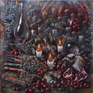 Картина под названием "Колдовской обряд" - Tatiana Shmakova, Подлинное произведение искусства, Масло Установлен на Деревянна…