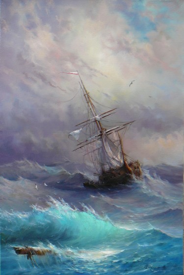 Painting titled "storm" by Vladislav Shurganov, Original Artwork, Oil