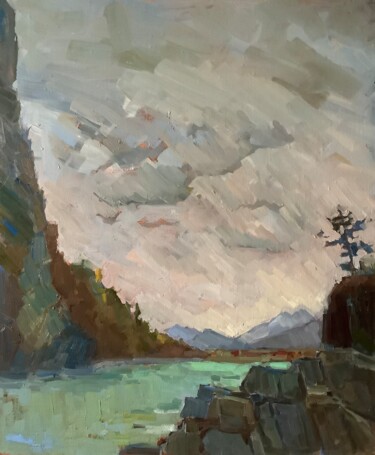 Painting titled "Altai vastness" by Ekaterina Shuvalova, Original Artwork, Oil