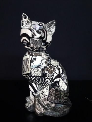 "chat origami noir e…" başlıklı Heykel Siberil Rey tarafından, Orijinal sanat, Ahşap