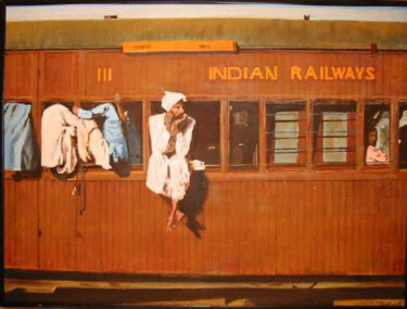 Pintura titulada "Indian Railways" por Sid Katragadda, Obra de arte original