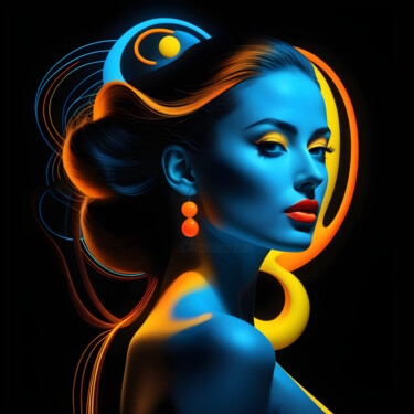 Digital Arts με τίτλο "Neon Girl" από Sid, Αυθεντικά έργα τέχνης, Εικόνα που δημιουργήθηκε με AI