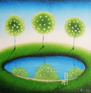 Peinture intitulée "Яблочное отражение" par Oleg Sidorov, Œuvre d'art originale, Huile