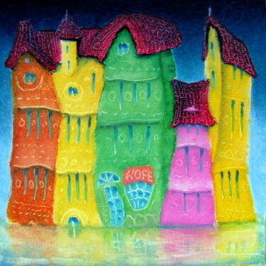 Pintura titulada "Улица зелёный дом" por Oleg Sidorov, Obra de arte original, Oleo