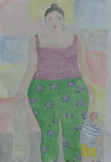 Картина под названием "Mexican Woman" - Sieglinde (Siggy) Margarete Schitter, Подлинное произведение искусства, Акварель