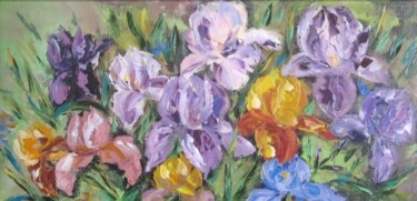 "iris flowers textur…" başlıklı Tablo Svitlana Klymenko tarafından, Orijinal sanat, Petrol