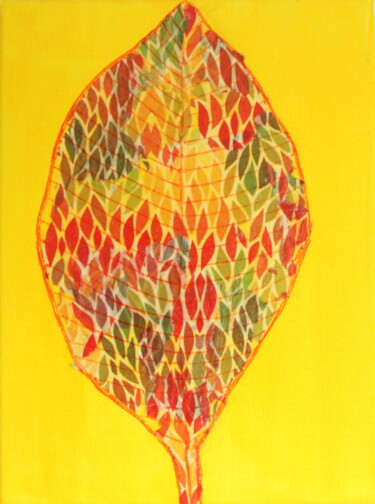Collagen mit dem Titel "Sonniger Herbsttag…" von Silke Aschhoff, Original-Kunstwerk, Acryl