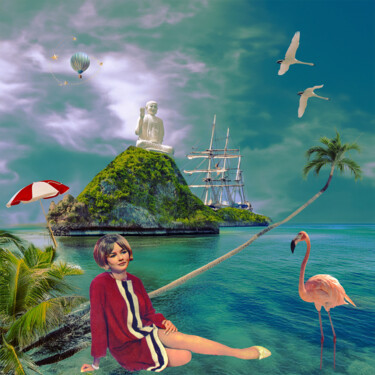 Digital Arts titled "THE DREAMING BATHER" by Silva Nironi, Original Artwork, Digital Collage