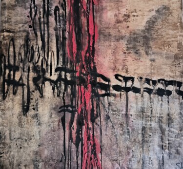 Картина под названием "Attentat à Paris" - Silvia Inés Larrañaga, Подлинное произведение искусства, Акрил Установлен на Дере…