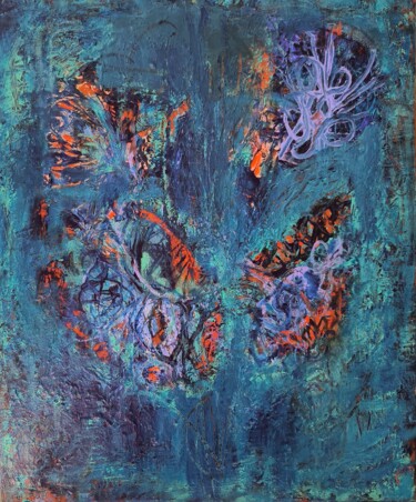 Painting titled "Entre air et eau" by Silvia Inés Larrañaga, Original Artwork, Acrylic Mounted on Wood Stretcher frame