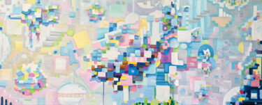 Картина под названием "City" - Silvia Szlapka, Подлинное произведение искусства, Масло Установлен на Деревянная рама для нос…