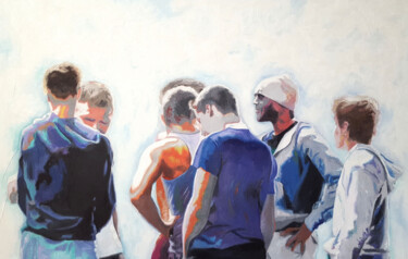 Painting titled "Freunde" by Silvia Szlapka, Original Artwork, Oil Mounted on Wood Stretcher frame