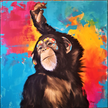 Pittura intitolato "Graceful Chimp" da Silvia Ene, Opera d'arte originale, Acrilico