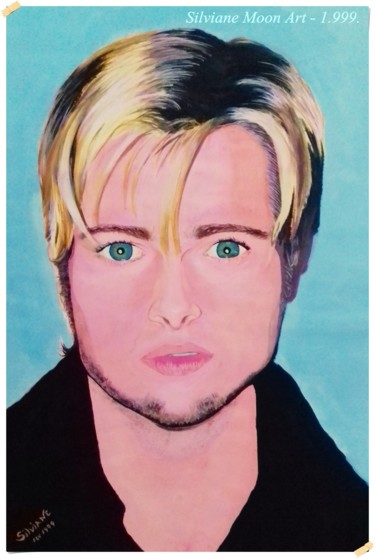 Drawing titled "Brad Pitt" by Silviane Moon, Original Artwork, Ink