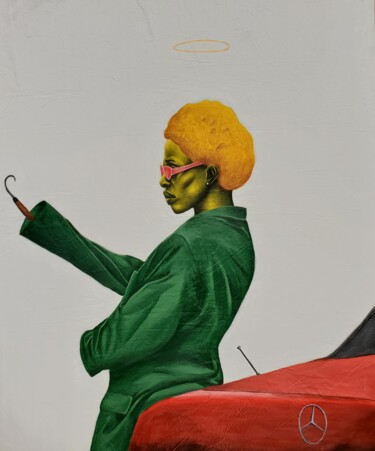 Schilderij getiteld "Pink" door Simeon Nwoko, Origineel Kunstwerk, Acryl