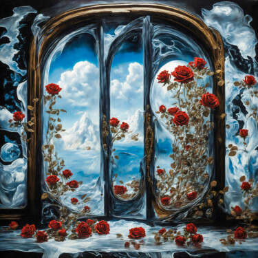 Arte digitale intitolato "Roses in ice" da Simon Dara, Opera d'arte originale, Immagine generata dall'IA
