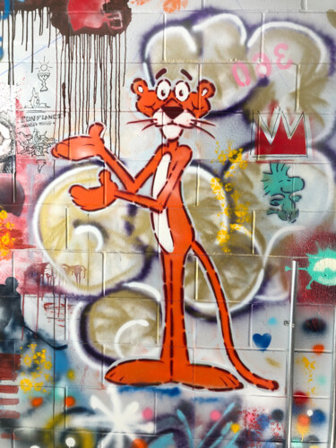 Картина под названием "Graffiti Panther" - Simon Henry Vine, Подлинное произведение искусства, Рисунок распылителем краски