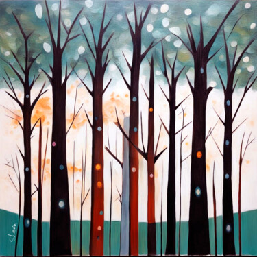 Digital Arts titled "serene forest scene" by Simon Levin, Original Artwork, Digital Painting