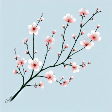 Цифровое искусство под названием "spring cherry bloss…" - Simon Levin, Подлинное произведение искусства, Цифровая живопись