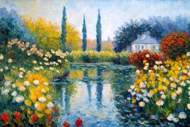 "monet flowers" başlıklı Dijital Sanat Simon Levin tarafından, Orijinal sanat, Dijital Resim