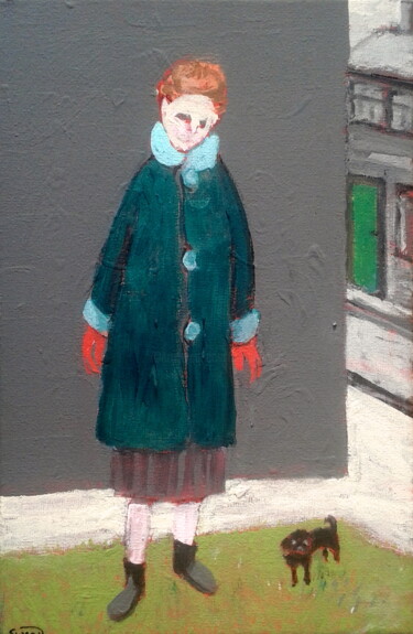 Malerei mit dem Titel "red gloves" von Simon Taylor, Original-Kunstwerk