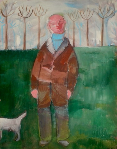 Peinture intitulée "dog walk 3" par Simon Taylor, Œuvre d'art originale