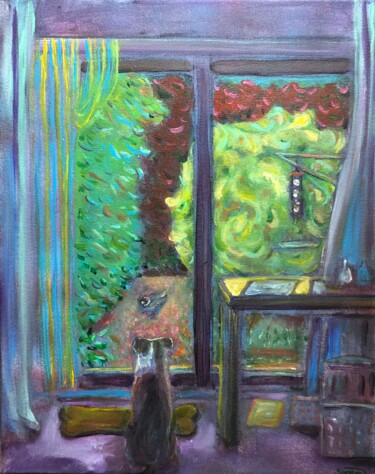 Painting titled "rear window 2" by Simon Taylor, Original Artwork, Acrylic